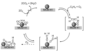 メソポーラスシリカ担持白金触媒によるエチレン酸化