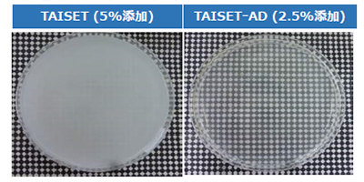 菜種油にTAISETを溶解し、固化させた状態での比較（ゲル強度を同程度に揃えた場合）