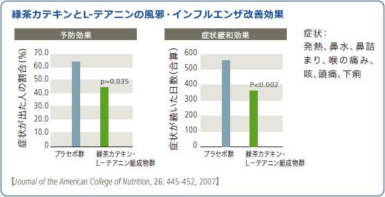 緑茶カテキンとL-テアニンの風邪・インフルエンザの症状緩和効果