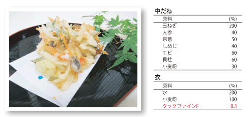海鮮かき揚げでの利用例