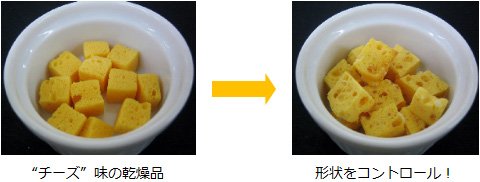 チーズ味の乾燥品　形状をコントロール！